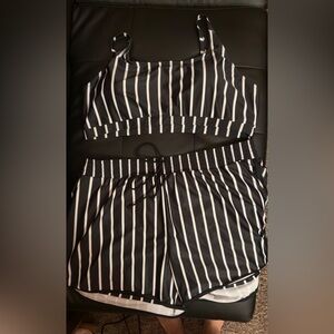 Black and White Striped Swim suit